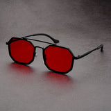 Stilvolle Geometrische Sonnenbrille für Herren | Klassisches Design – Rot