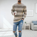 Pullover Herren Norwegisch Strick | Warm Grob Gestrickt Winter – Khaki