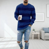 Pullover Herren Norwegisch Strick | Warm Grob Gestrickt Winter – Blau