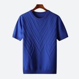Herren Texturierter Strick T-Shirt – Königsblau