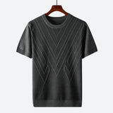Herren Texturierter Strick T-Shirt – Grau