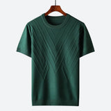 Herren Texturierter Strick T-Shirt – Grün