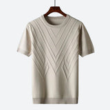 Herren Texturierter Strick T-Shirt – Aprikose