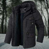 Herren Winterjacke | Lässig mit Kapuze und Taschen – Schwarz