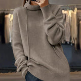 Ruby – strickpullover mit langen armeln und stehkragen – Kamel