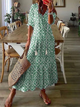Verute - Maxikleid Aus Samt Mit Blumenmuster – Grün