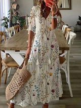 Verute - Maxikleid Aus Samt Mit Blumenmuster – Beige