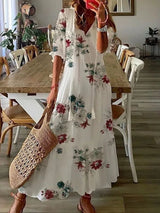Verute - Maxikleid Aus Samt Mit Blumenmuster – Weiß