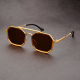 Stilvolle Geometrische Sonnenbrille für Herren | Klassisches Design – Bernstein