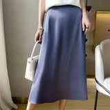Brivelle – Eleganter Midirock aus Satin – Blau