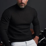 Hochwertiger designer-rollkragenpullover für herren – Schwarz