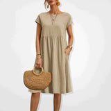 Anabella - Bequemes Sommerkleid mit Taschen – Beige