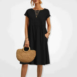 Anabella - Bequemes Sommerkleid mit Taschen – Schwarz
