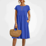 Anabella - Bequemes Sommerkleid mit Taschen – Blau