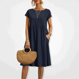 Anabella - Bequemes Sommerkleid mit Taschen – Dunkelblau