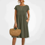 Anabella - Bequemes Sommerkleid mit Taschen – Grün