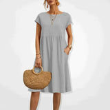 Anabella - Bequemes Sommerkleid mit Taschen – Grau