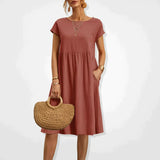 Anabella - Bequemes Sommerkleid mit Taschen – Orange