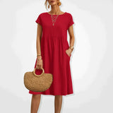 Anabella - Bequemes Sommerkleid mit Taschen – Rot