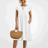 Anabella - Bequemes Sommerkleid mit Taschen – Weiß