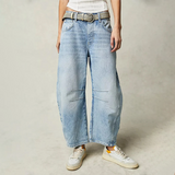 Damen Hose | Weit geschnittene Ausführung mit gerader Form – Hellblau