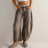 Damen Hose | Weit geschnittene Ausführung mit gerader Form – Hellbraun
