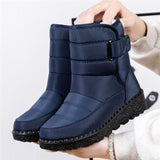 Winterschuhe Damen | Mittelhoch Mit Klettverschluss – Blau