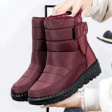 Winterschuhe Damen | Mittelhoch Mit Klettverschluss – Rot