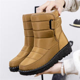 Winterschuhe Damen | Mittelhoch Mit Klettverschluss – Khaki