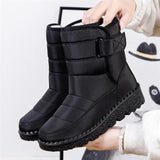 Winterschuhe Damen | Mittelhoch Mit Klettverschluss – Schwarz
