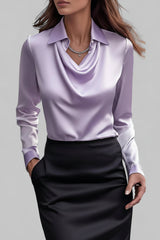 Langärmelige Drapée-Bluse - Ceylin – Lila