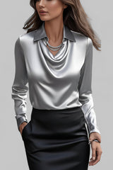 Langärmelige Drapée-Bluse - Ceylin – Grau