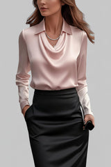 Langärmelige Drapée-Bluse - Ceylin – Rosa