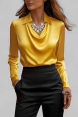 Langärmelige Drapée-Bluse - Ceylin – Gelb