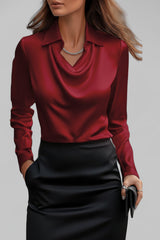 Langärmelige Drapée-Bluse - Ceylin – Rot