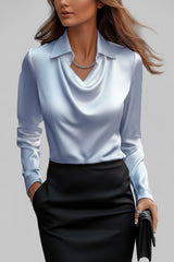 Langärmelige Drapée-Bluse - Ceylin – Blau
