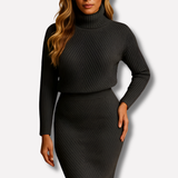 Langärmeliges Midi-Winterkleid - Viktoria – Schwarz