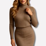 Langärmeliges Midi-Winterkleid - Viktoria – Braun