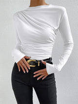Langarmshirt Mit Raffdetail - Anastasia – Weiß