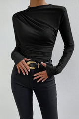 Langarmshirt Mit Raffdetail - Anastasia – Schwarz