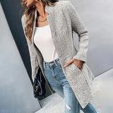 Langer blazer – vorne offen – Grau