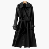 Langer Trenchcoat für Damen – Schwarz