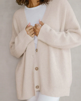 Langer Cardigan Mit Offenem Vorderausschnitt - Lene – Beige