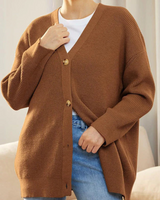 Langer Cardigan Mit Offenem Vorderausschnitt - Lene – Braun