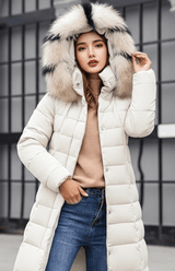 Langer Steppmantel Mit Kapuze - Tanja – Off-White