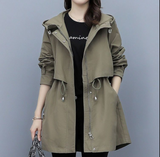 Lisa | Langer Wasserdichter Trenchcoat mit Kapuze – Khaki