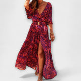 Sabine - Elegantes Wickel-Maxikleid mit Fließendem Schnitt – Lila