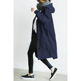 CELINE | Langer Trenchcoat mit Kapuze – Stilvoll & Funktional – Dunkelblau