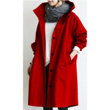 CELINE | Langer Trenchcoat mit Kapuze – Stilvoll & Funktional – Rot