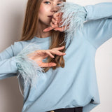 Lara | Stilvolles Feder Langarmshirt – Blau